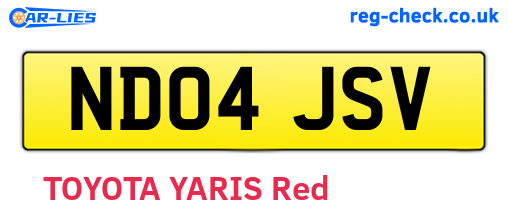 ND04JSV are the vehicle registration plates.