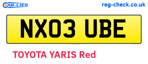 NX03UBE are the vehicle registration plates.