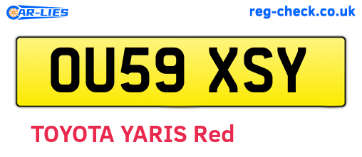 OU59XSY are the vehicle registration plates.