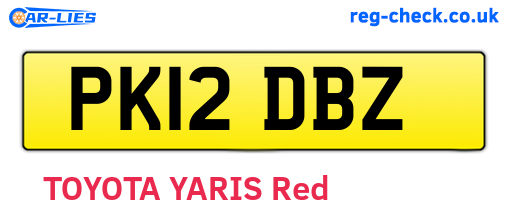 PK12DBZ are the vehicle registration plates.