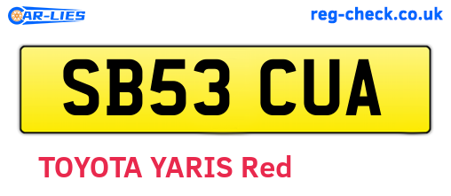 SB53CUA are the vehicle registration plates.
