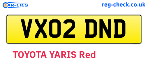 VX02DND are the vehicle registration plates.