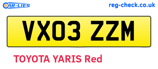 VX03ZZM are the vehicle registration plates.