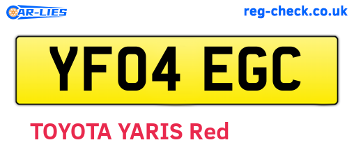YF04EGC are the vehicle registration plates.