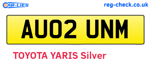 AU02UNM are the vehicle registration plates.