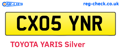 CX05YNR are the vehicle registration plates.