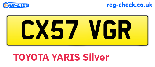 CX57VGR are the vehicle registration plates.