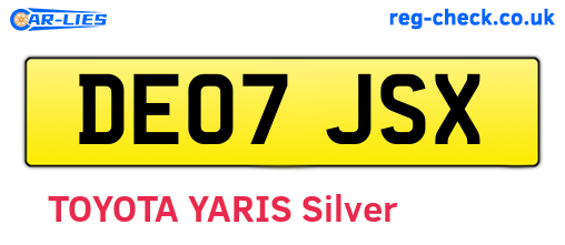 DE07JSX are the vehicle registration plates.