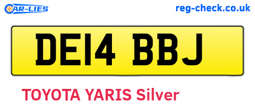 DE14BBJ are the vehicle registration plates.