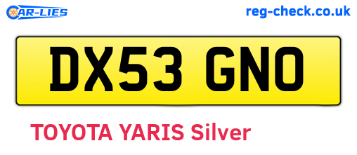 DX53GNO are the vehicle registration plates.