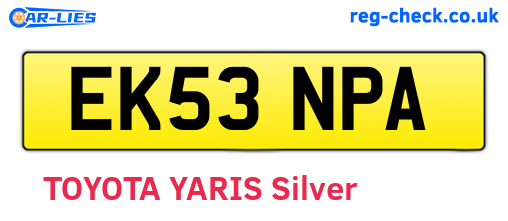 EK53NPA are the vehicle registration plates.