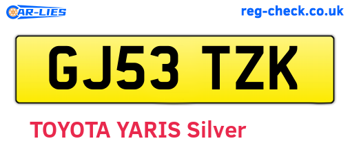 GJ53TZK are the vehicle registration plates.