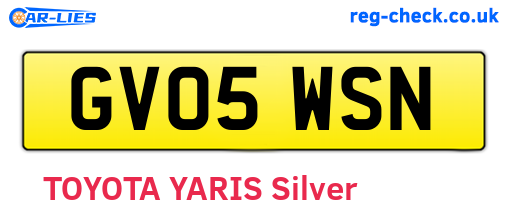 GV05WSN are the vehicle registration plates.
