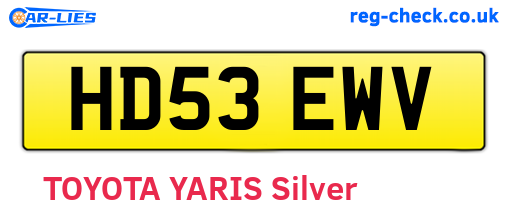 HD53EWV are the vehicle registration plates.