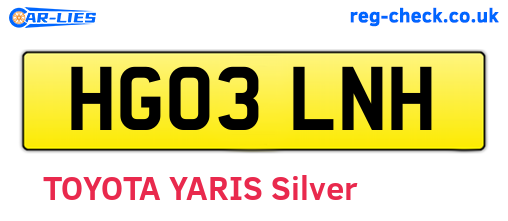 HG03LNH are the vehicle registration plates.