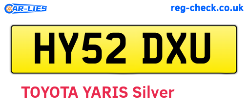 HY52DXU are the vehicle registration plates.