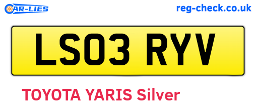 LS03RYV are the vehicle registration plates.