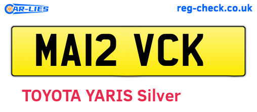 MA12VCK are the vehicle registration plates.