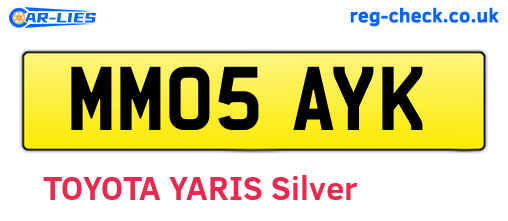 MM05AYK are the vehicle registration plates.