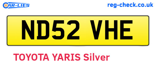 ND52VHE are the vehicle registration plates.