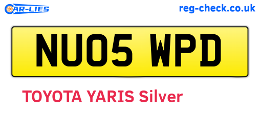 NU05WPD are the vehicle registration plates.