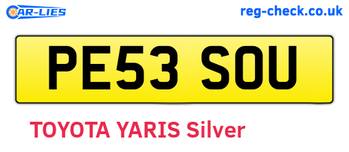 PE53SOU are the vehicle registration plates.