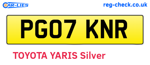 PG07KNR are the vehicle registration plates.
