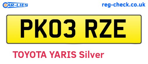 PK03RZE are the vehicle registration plates.