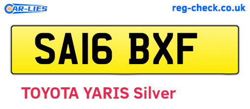 SA16BXF are the vehicle registration plates.
