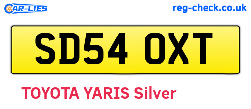 SD54OXT are the vehicle registration plates.