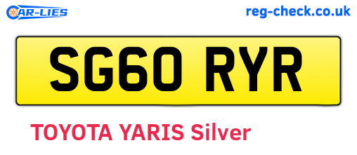 SG60RYR are the vehicle registration plates.