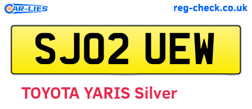 SJ02UEW are the vehicle registration plates.