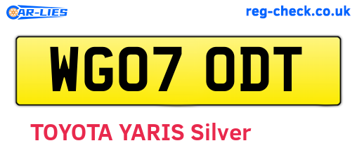 WG07ODT are the vehicle registration plates.