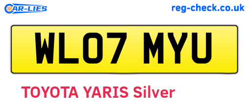 WL07MYU are the vehicle registration plates.