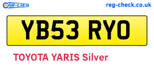 YB53RYO are the vehicle registration plates.