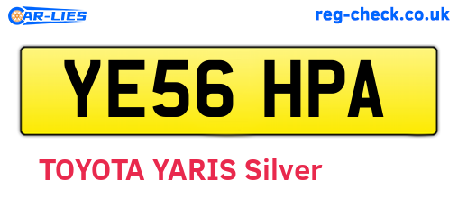 YE56HPA are the vehicle registration plates.