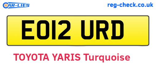 EO12URD are the vehicle registration plates.
