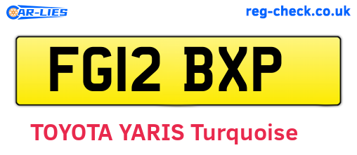 FG12BXP are the vehicle registration plates.