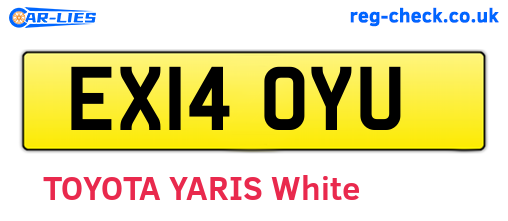 EX14OYU are the vehicle registration plates.