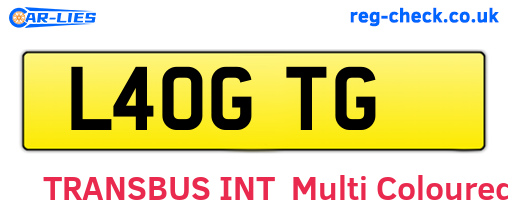 L40GTG are the vehicle registration plates.