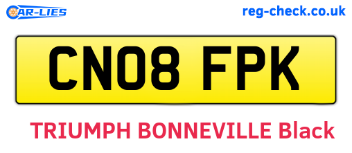 CN08FPK are the vehicle registration plates.