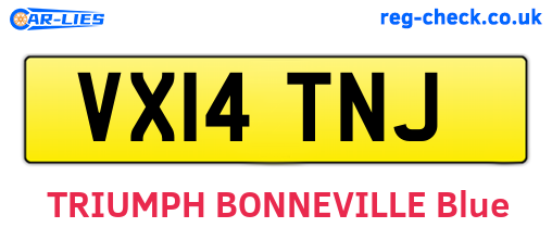VX14TNJ are the vehicle registration plates.