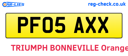 PF05AXX are the vehicle registration plates.