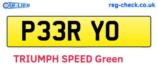 P33RYO are the vehicle registration plates.