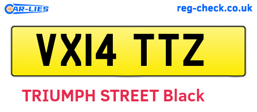 VX14TTZ are the vehicle registration plates.