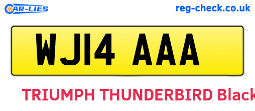 WJ14AAA are the vehicle registration plates.