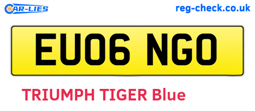 EU06NGO are the vehicle registration plates.