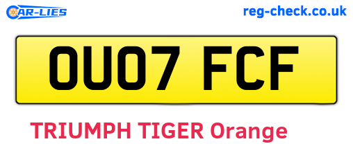 OU07FCF are the vehicle registration plates.