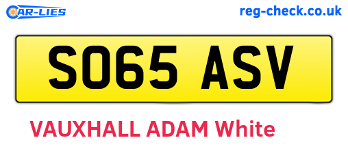 SO65ASV are the vehicle registration plates.