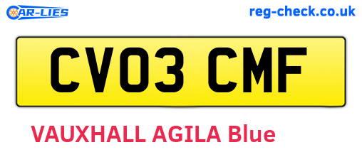 CV03CMF are the vehicle registration plates.